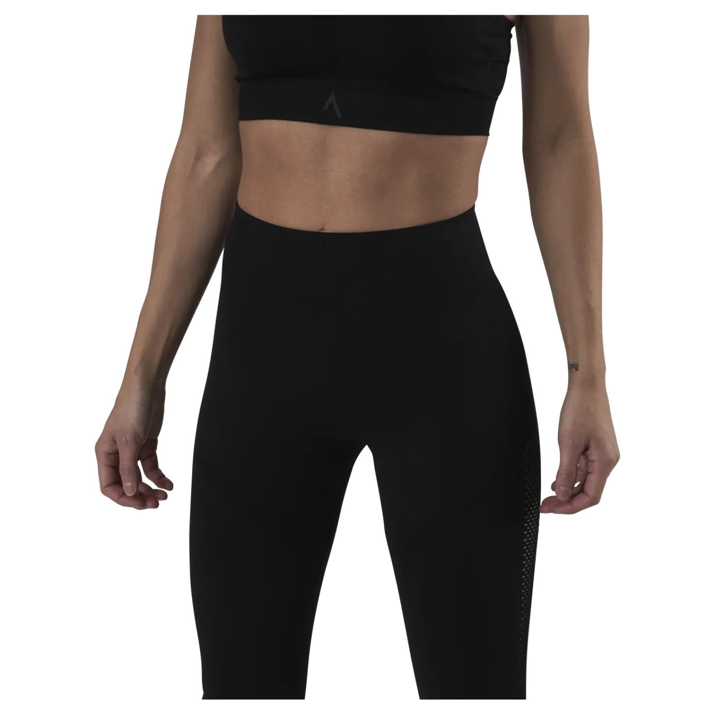 Fitness Mesh Knit Tights Black