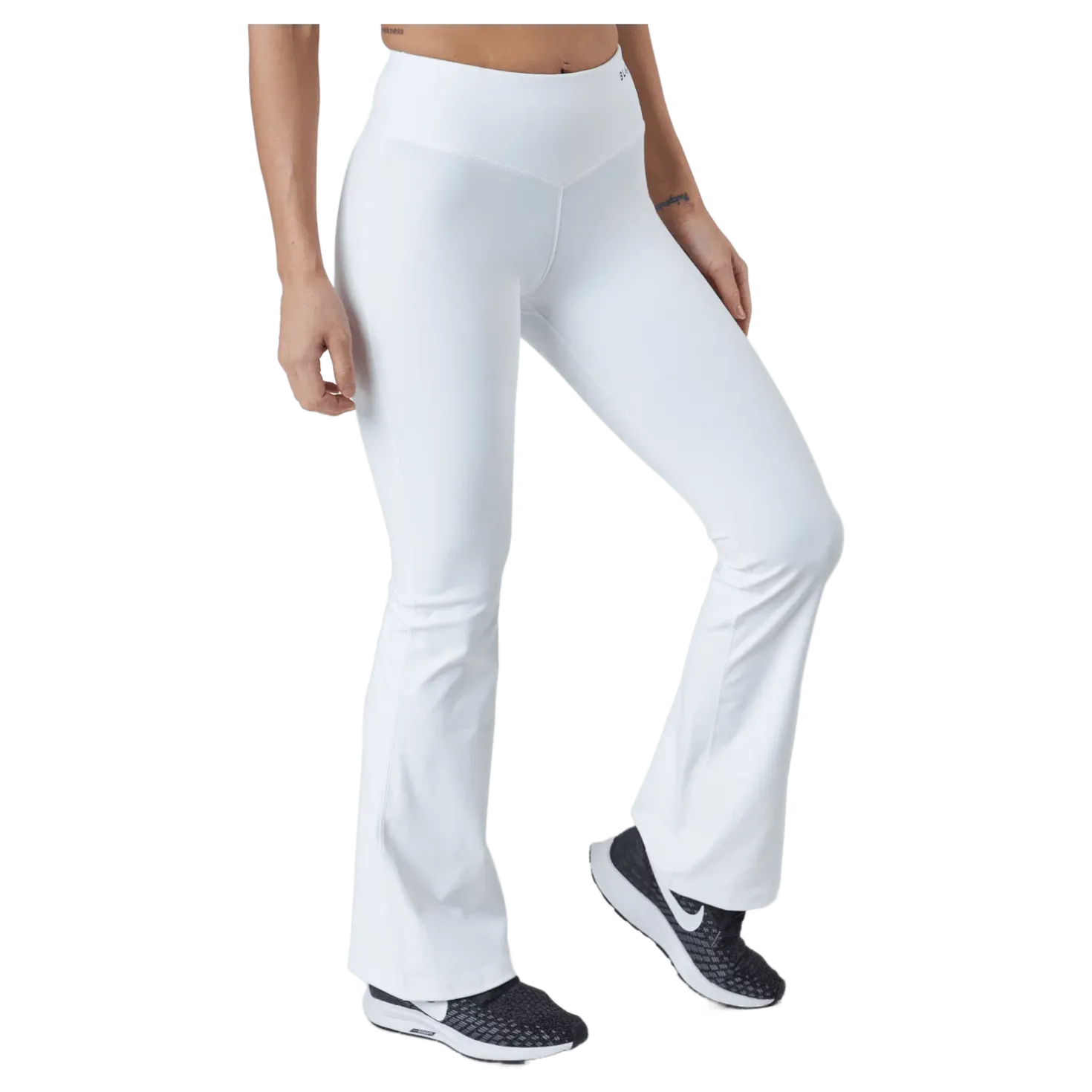 Flatter High Waist Flare Pants White