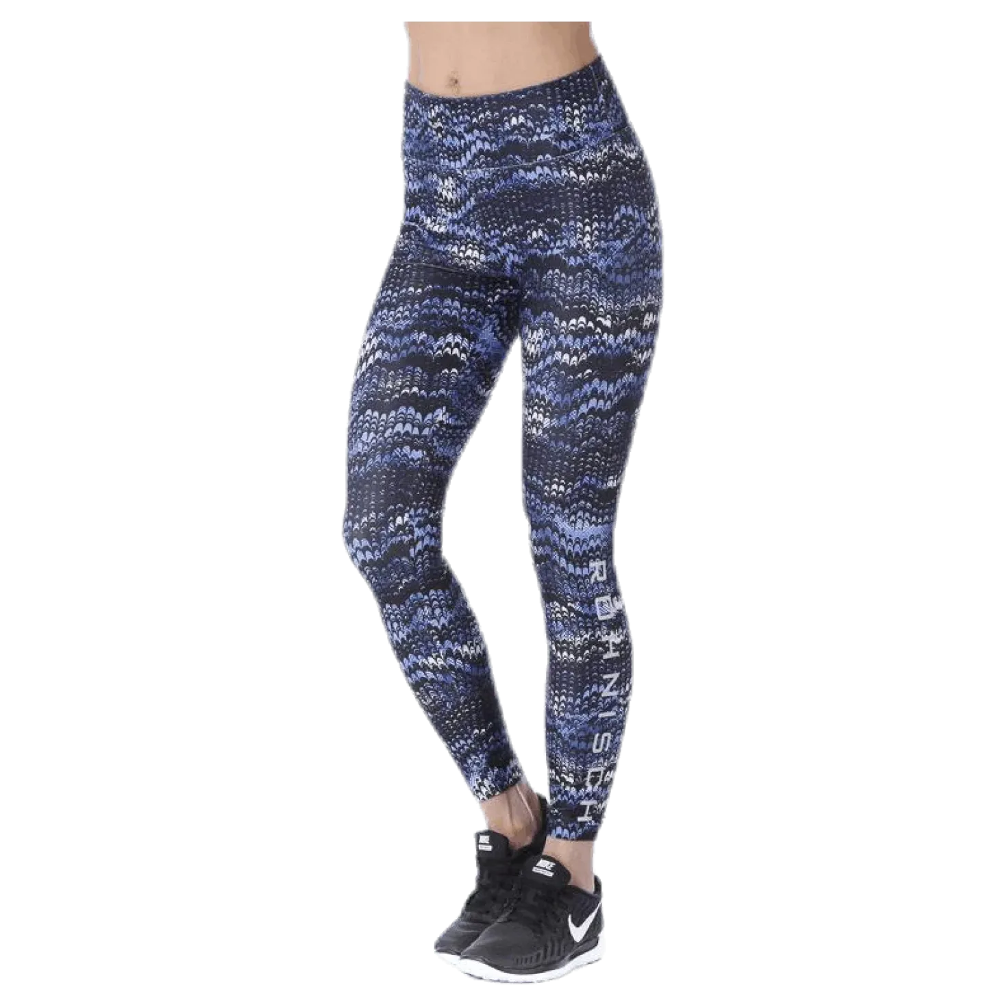 Flattering AOP Tights Blue/Black