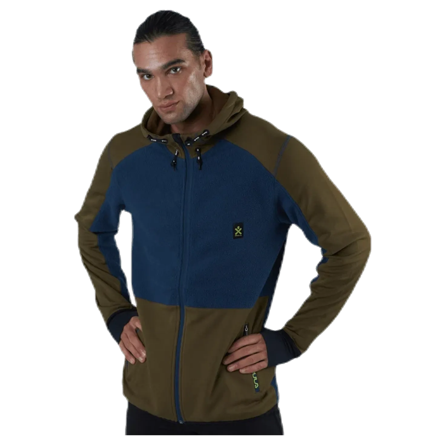 Fleece Zip Hood Blue/Green