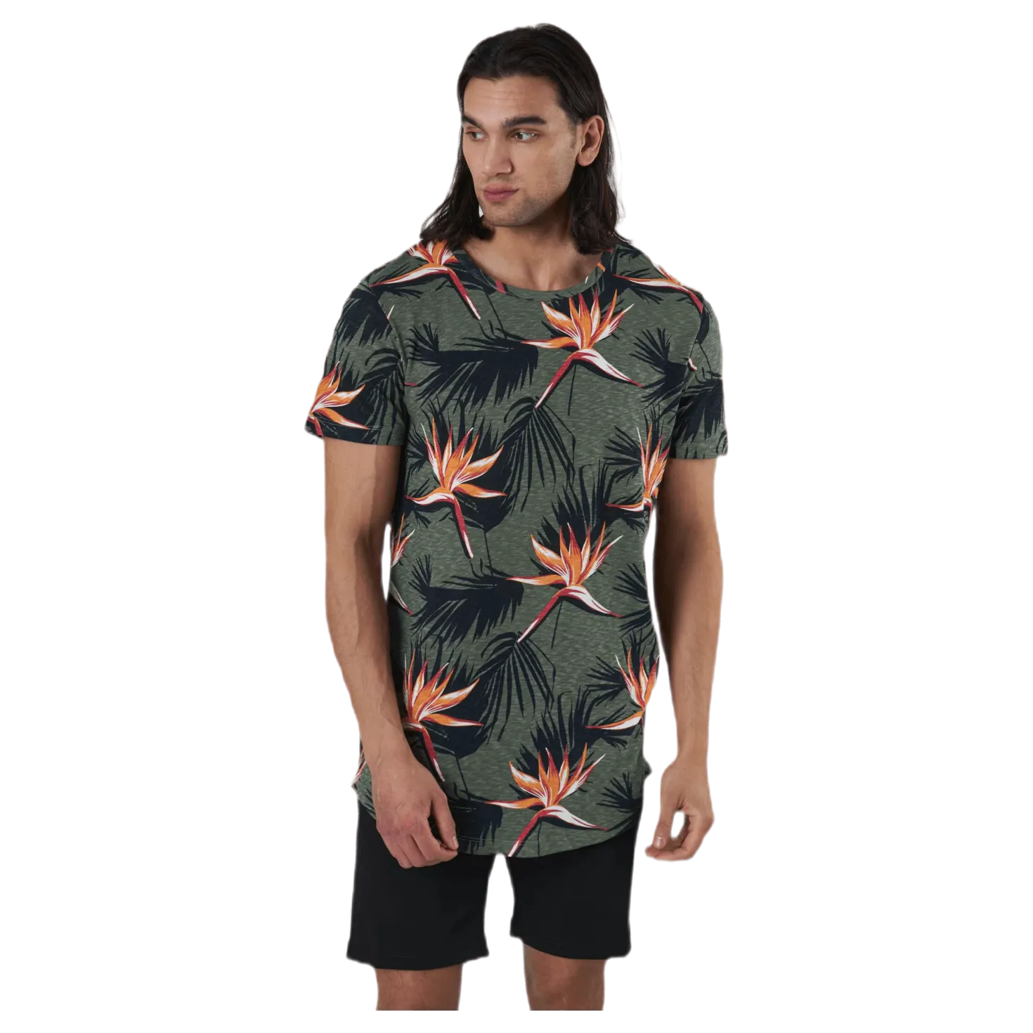 Florall Tee Ss Crew Neck Blue