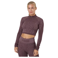 Formknit Seamless Cropped 1/4 Dusty Plum-leopard Print