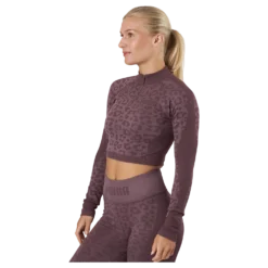 Formknit Seamless Cropped 1/4 Dusty Plum-leopard Print