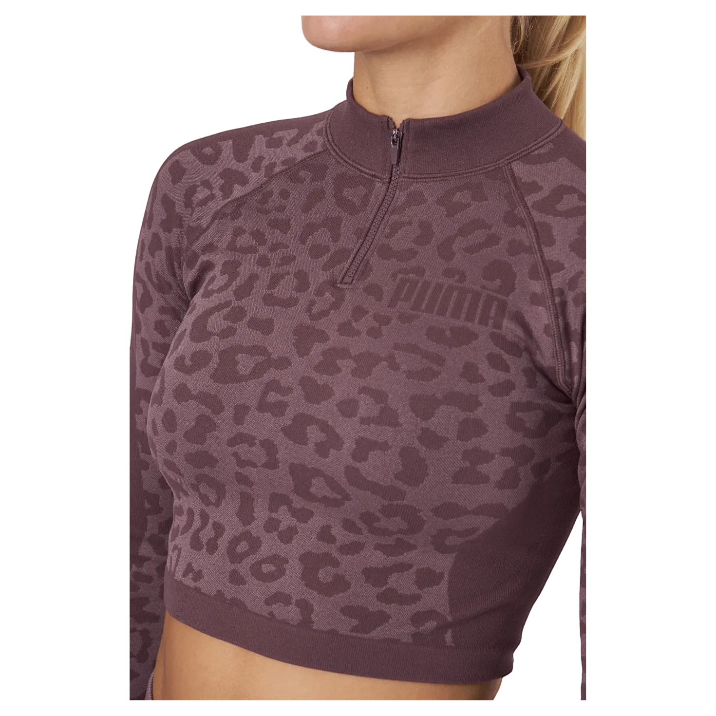 Formknit Seamless Cropped 1/4 Dusty Plum-leopard Print