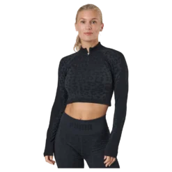 Formknit Seamless Cropped 1/4 Puma Black-leopard Print