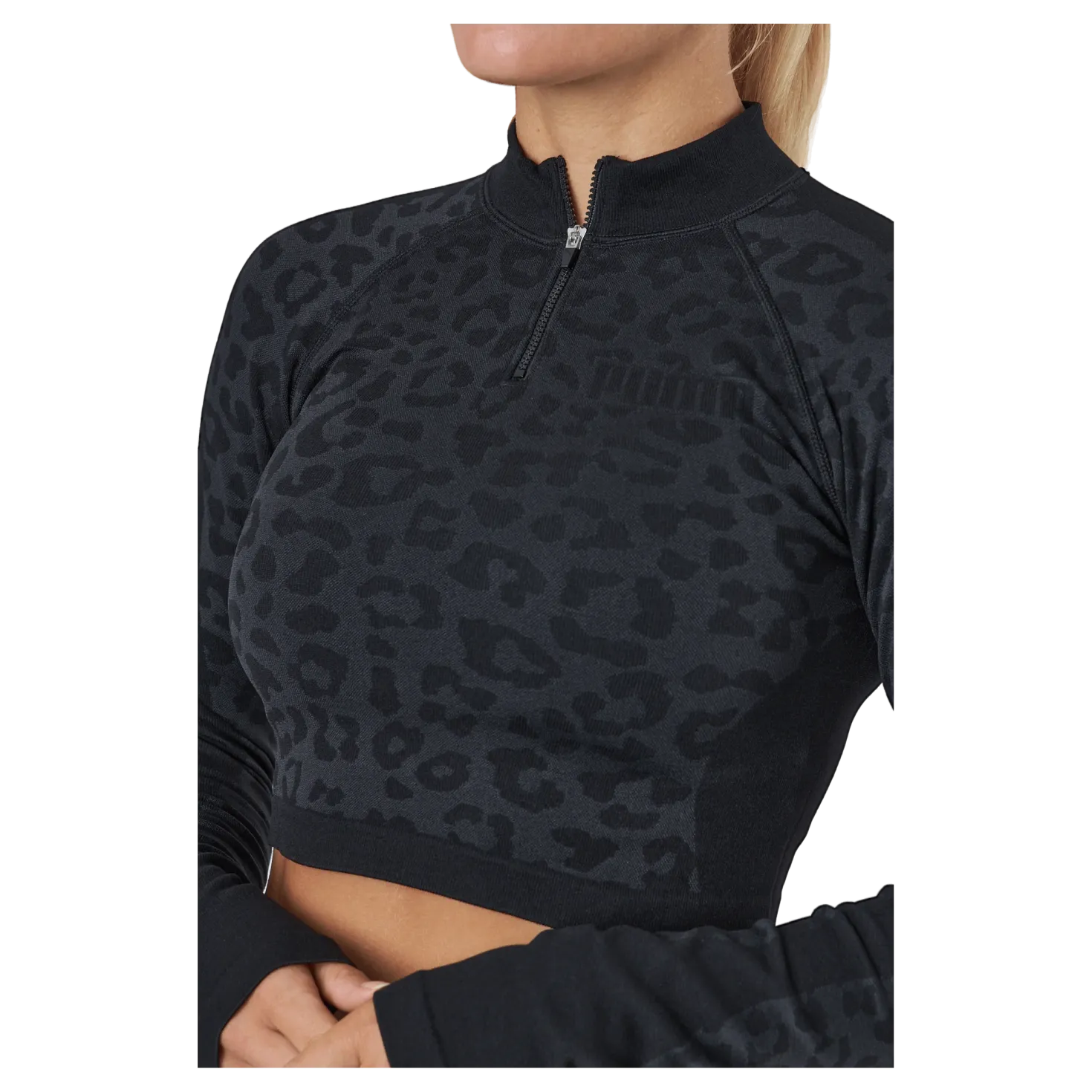 Formknit Seamless Cropped 1/4 Puma Black-leopard Print