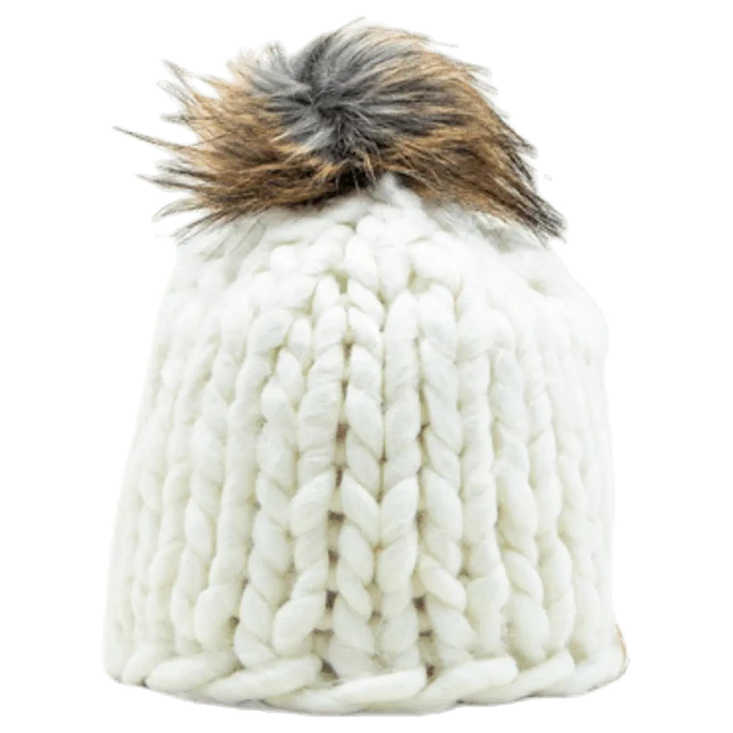 Fox Knitted Beanie White