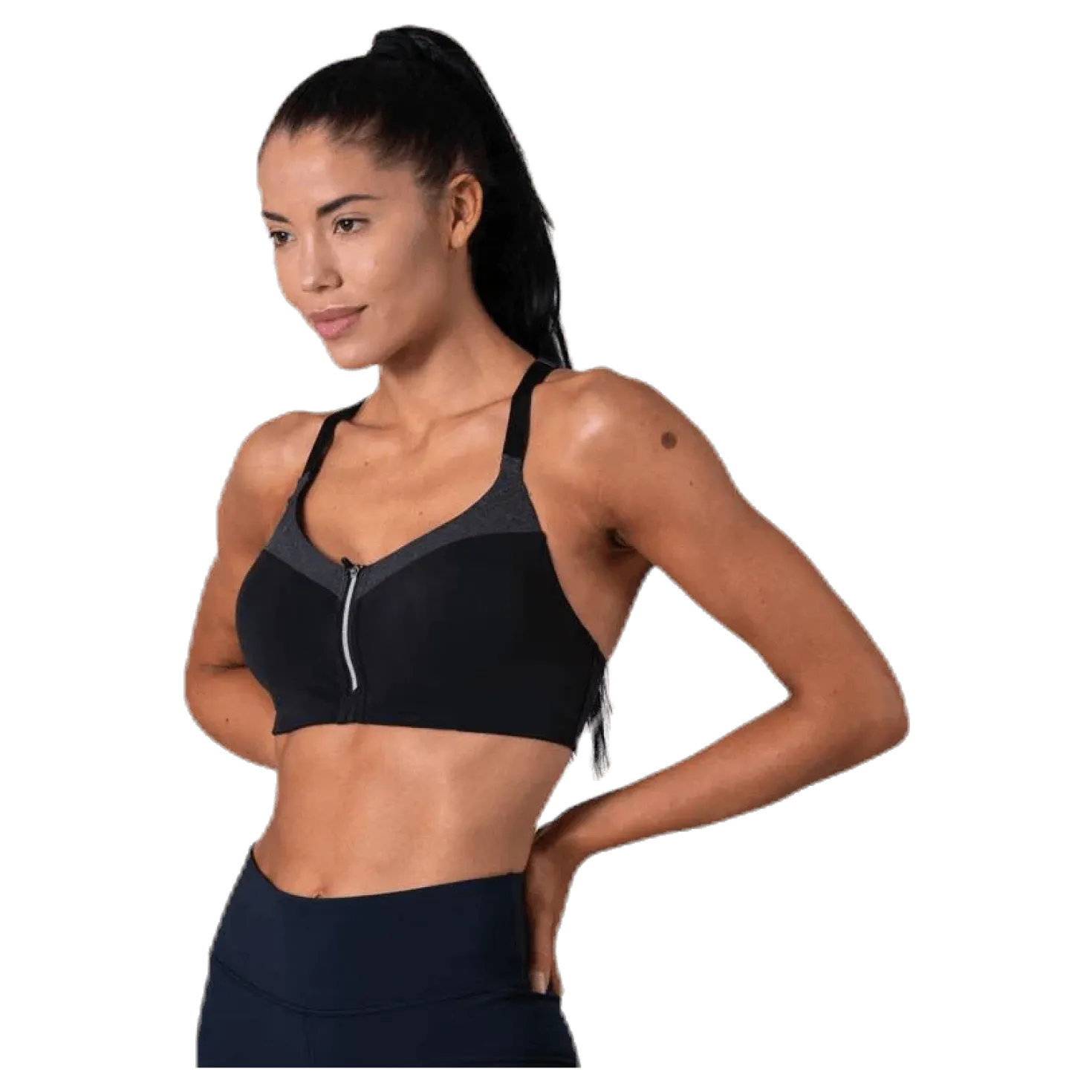 Front Zip Sports Bra Grey