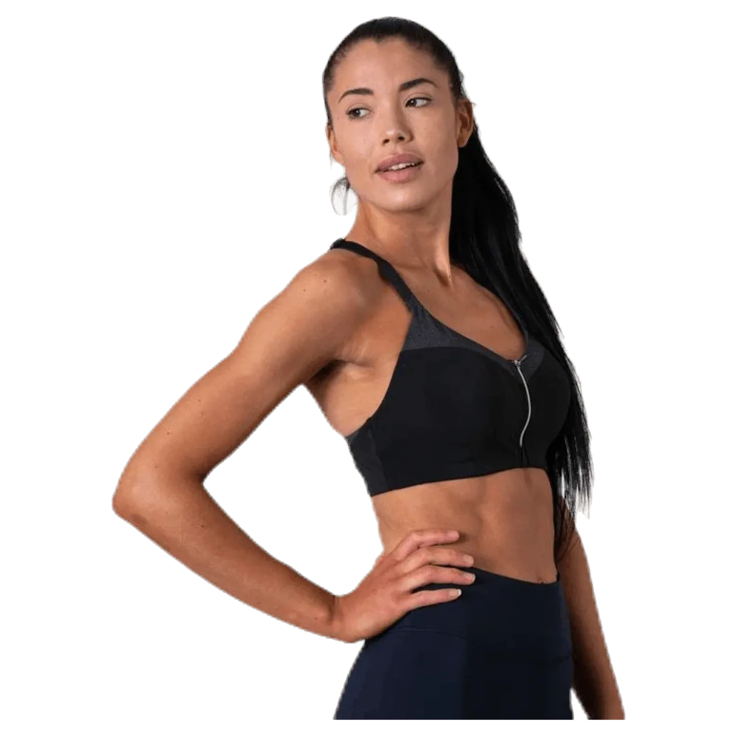 Front Zip Sports Bra Grey