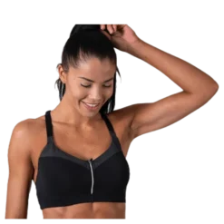 Front Zip Sports Bra Grey