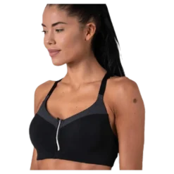 Front Zip Sports Bra Grey
