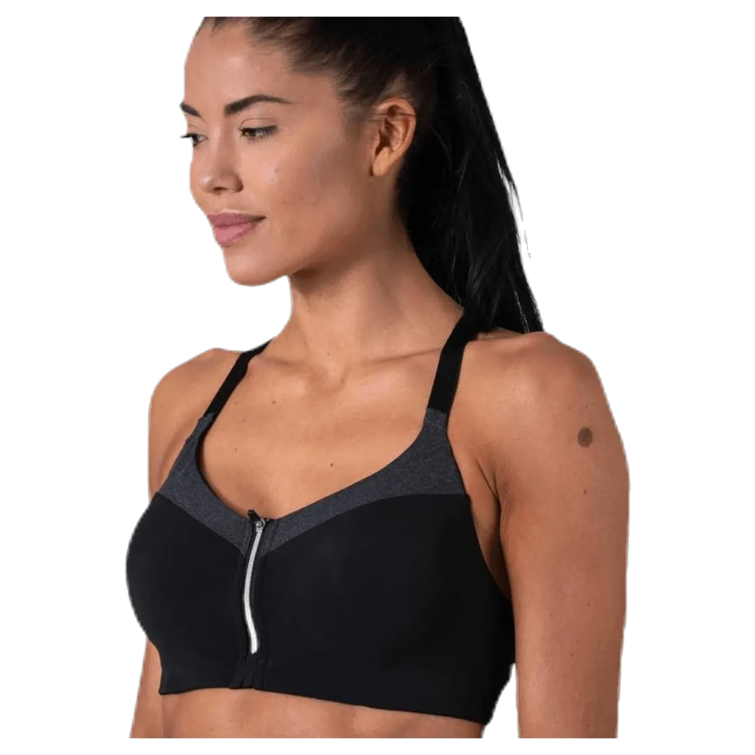 Front Zip Sports Bra Grey