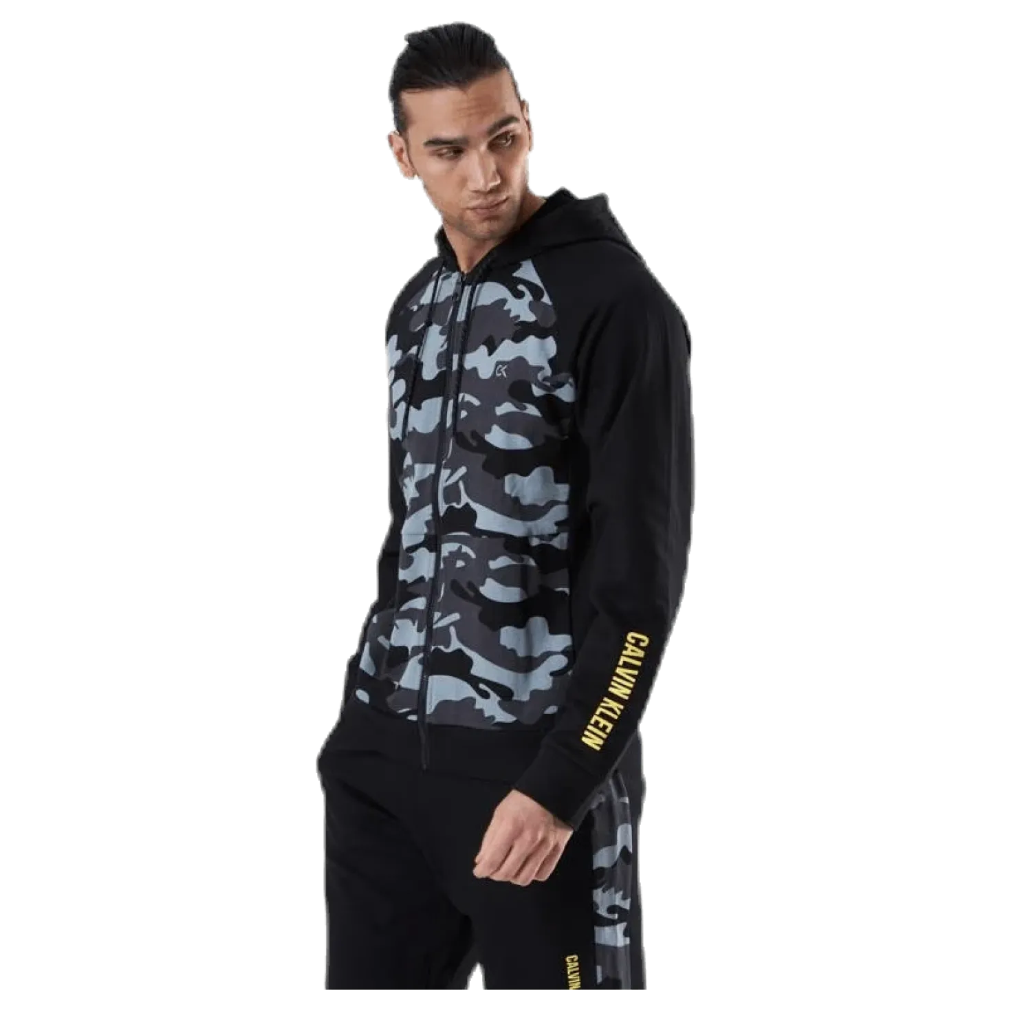 Full Zip Hooded Jacket Patterned/Black