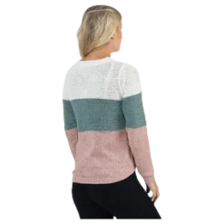 Geena L/S Block Pullover Knt White