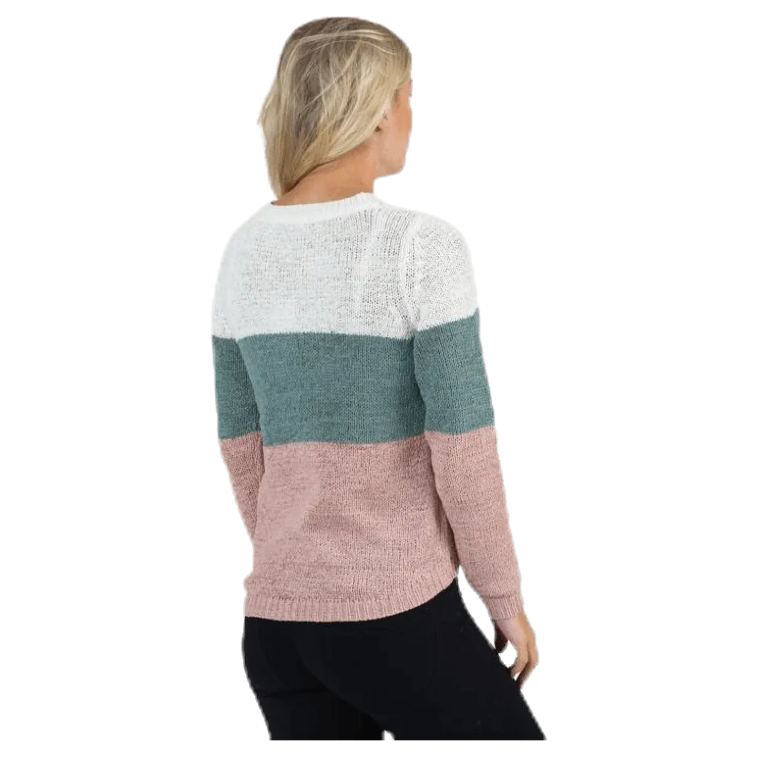 Geena L/S Block Pullover Knt White