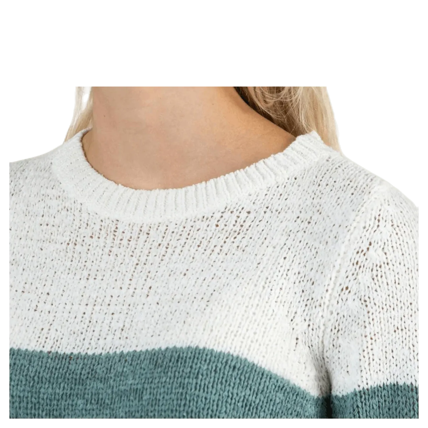 Geena L/S Block Pullover Knt White