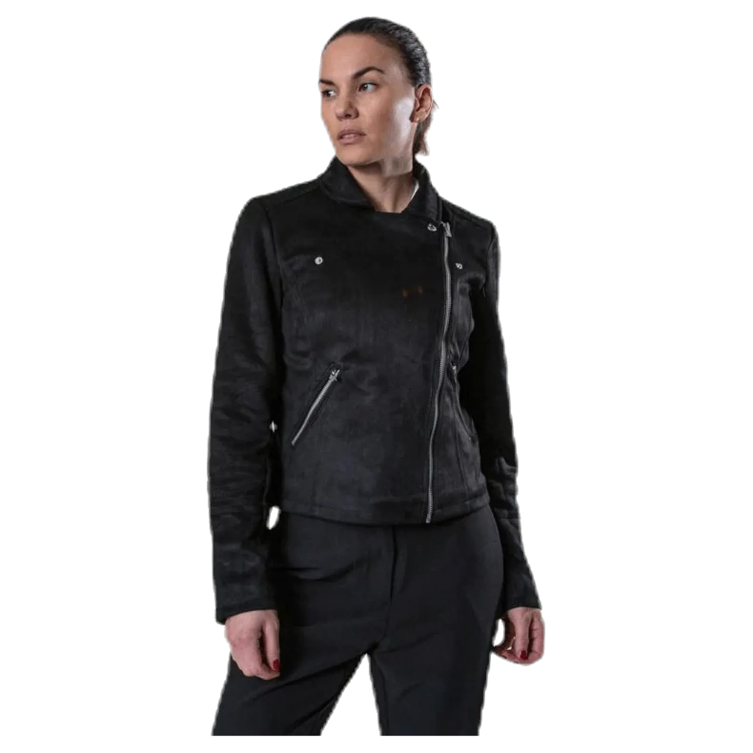 Gerry Faux Suede Biker Otw Black