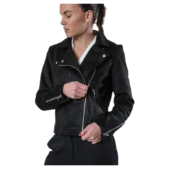 Gerry Faux Suede Biker Otw Black