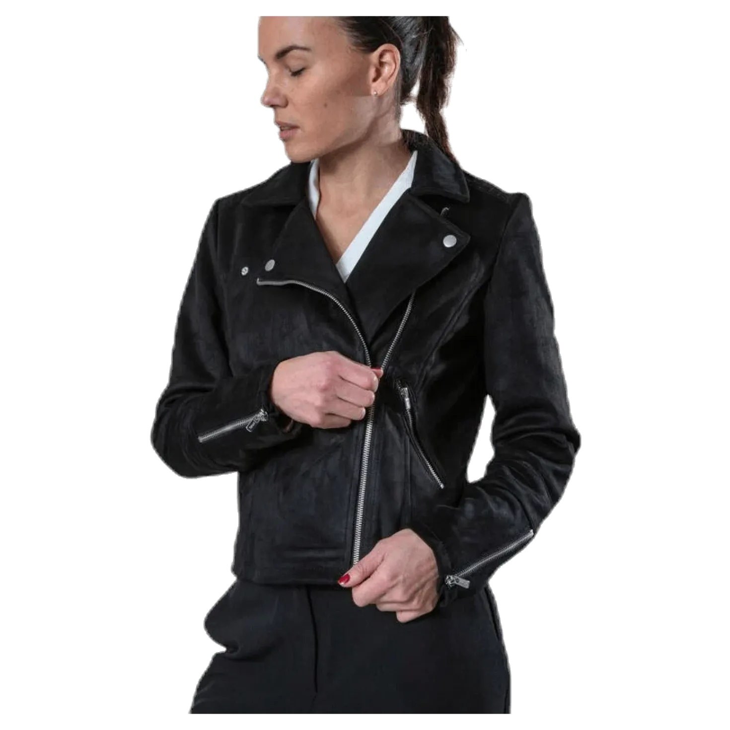Gerry Faux Suede Biker Otw Black