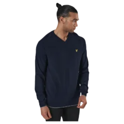 Grid Texture V Neck Jumper Blue