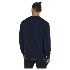 Grid Texture V Neck Jumper Blue