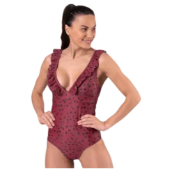 Halia Frill Swimsuit Patterned/Red