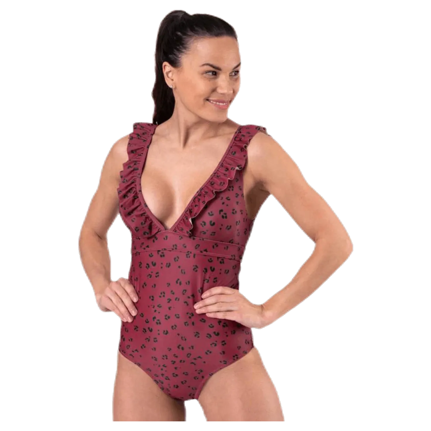 Halia Frill Swimsuit Patterned/Red