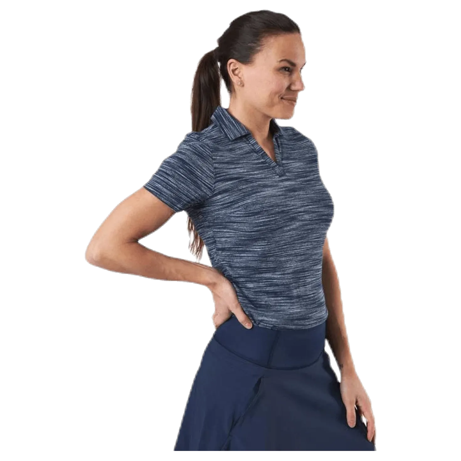 Heather Slub Polo Blue