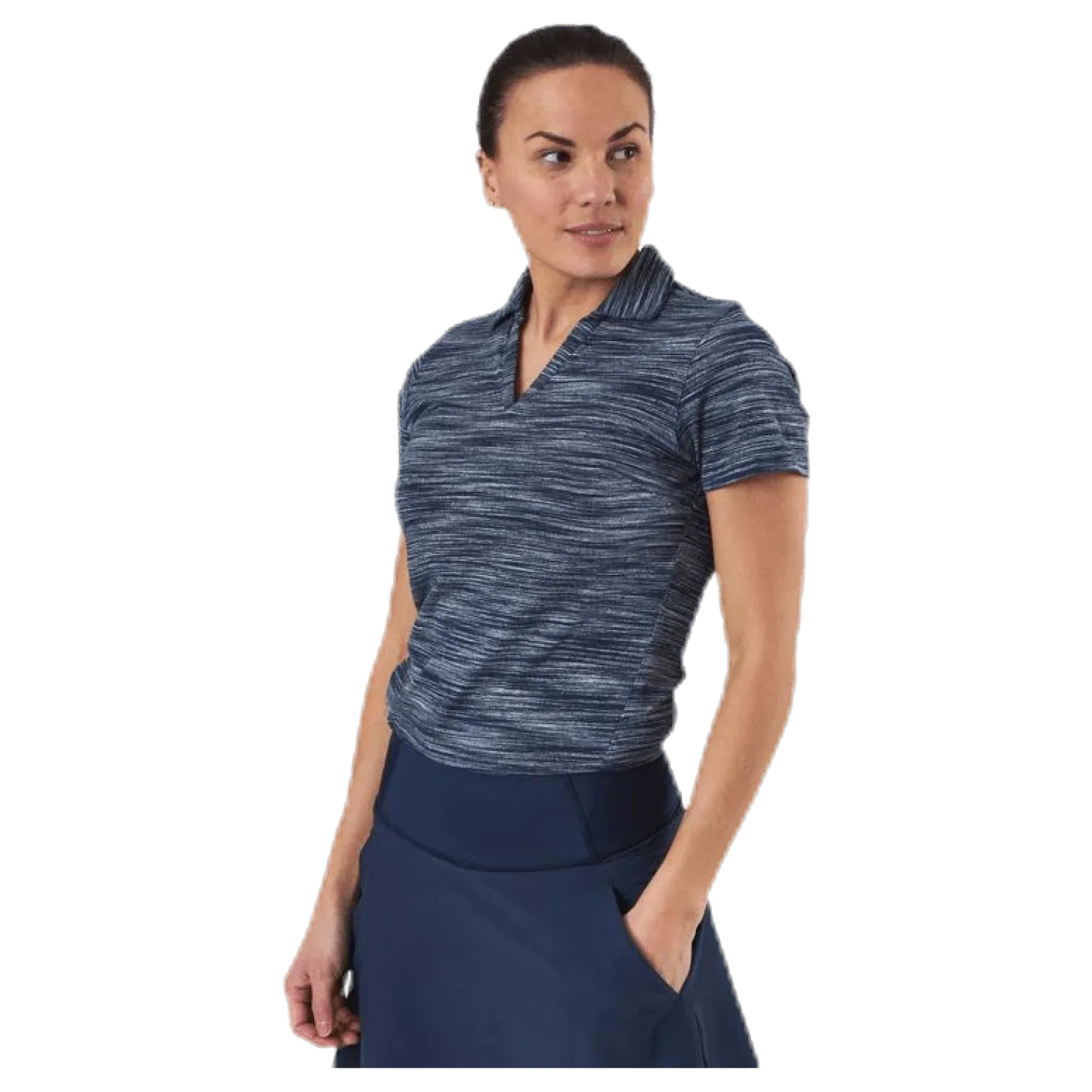 Heather Slub Polo Blue