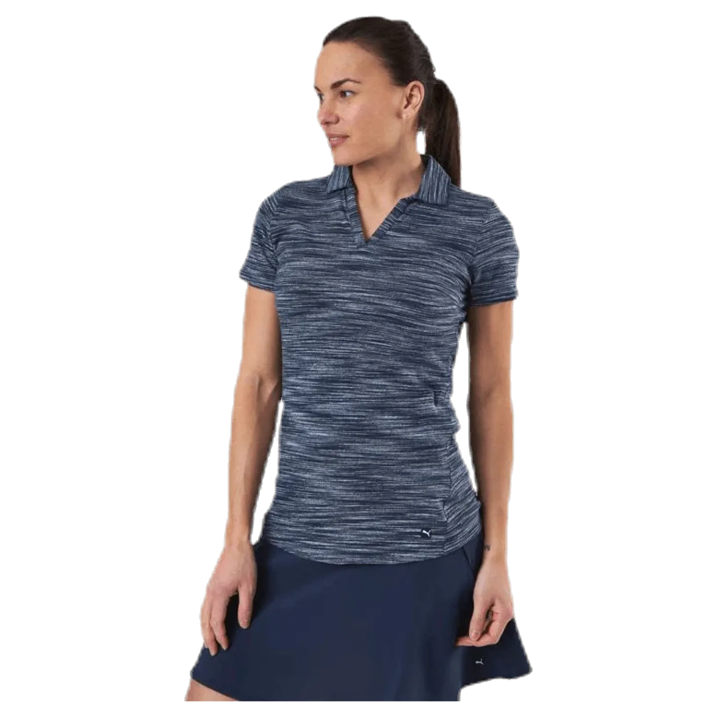 Heather Slub Polo Blue