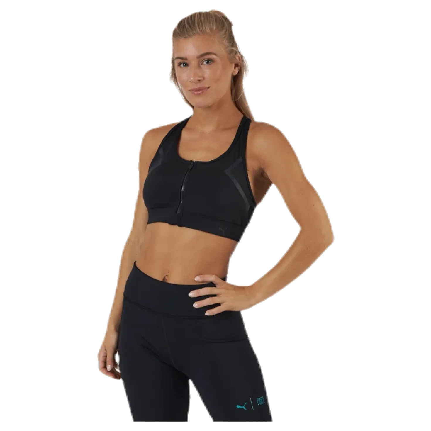 High Impact Front Zip Bra Black