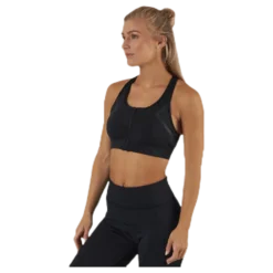 High Impact Front Zip Bra Black