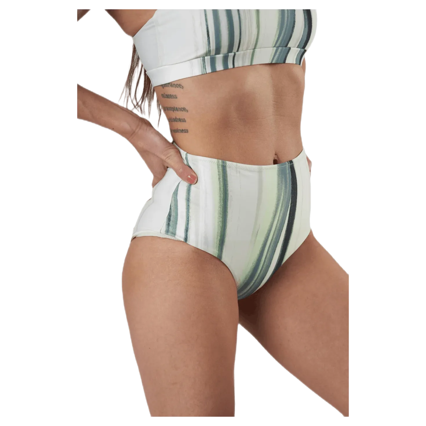 High Waist Brief White/Green
