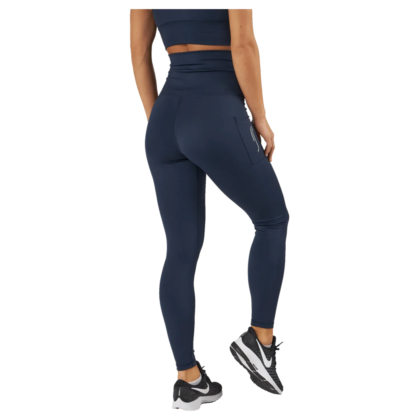 High Waist Tights - Side Pocke Dark Blue