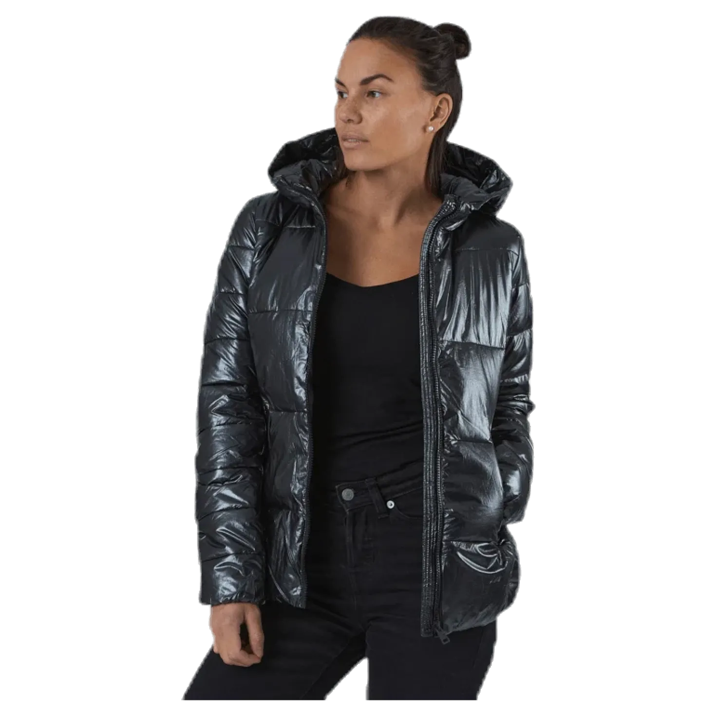 Hooded Polyfilled Jacket Black