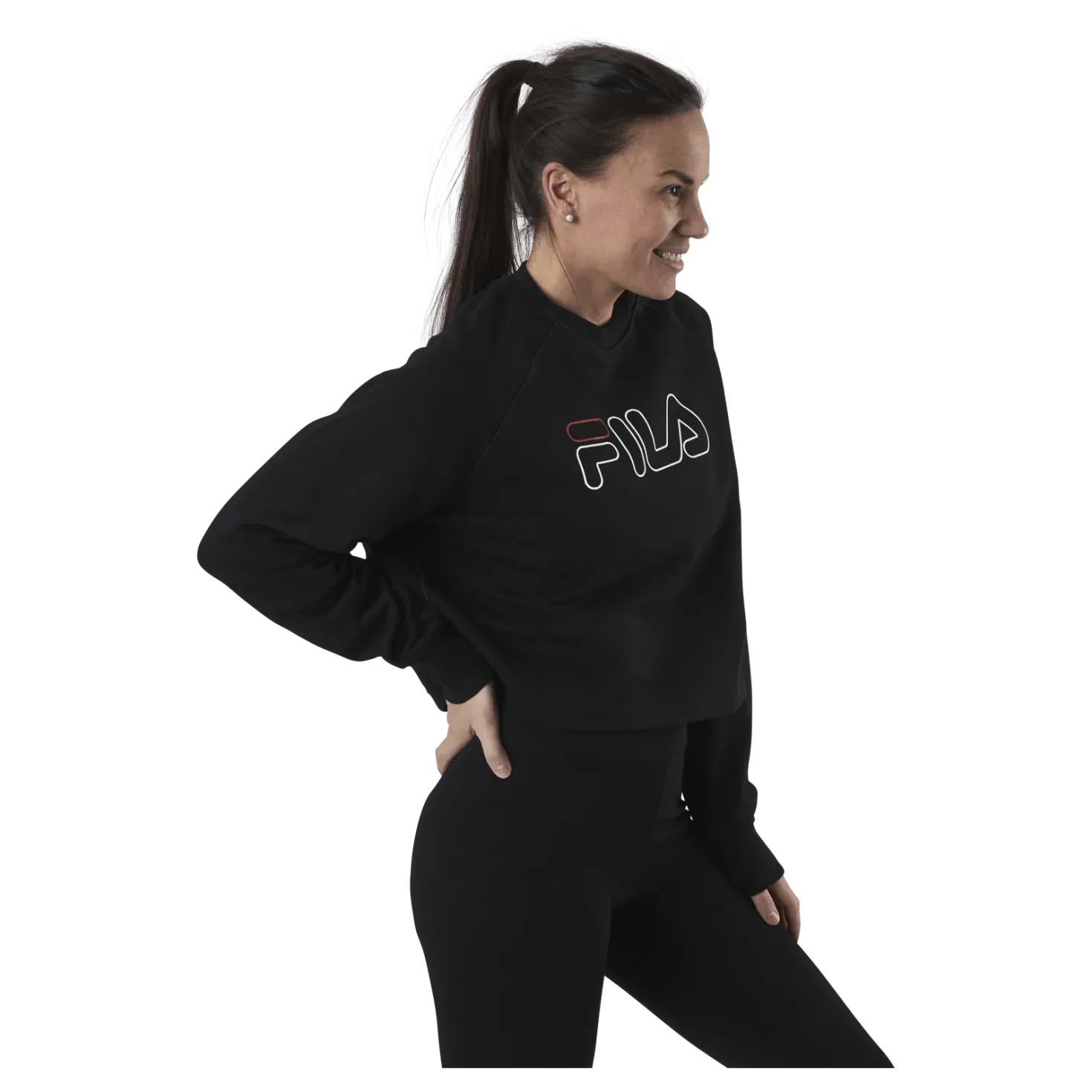 Jamina Cropped Crew Sweat Black