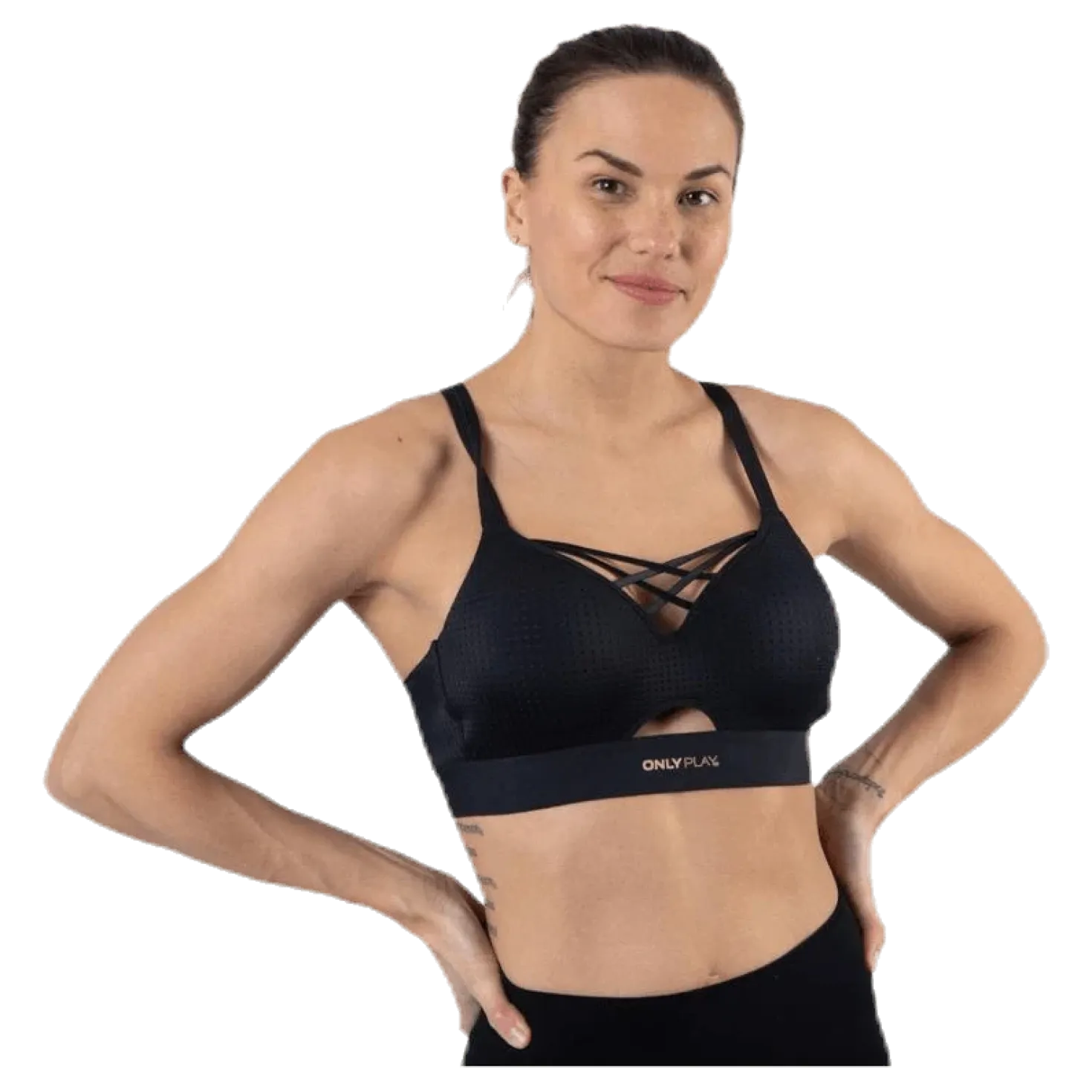 Jayda Metallic Sports Bra Black