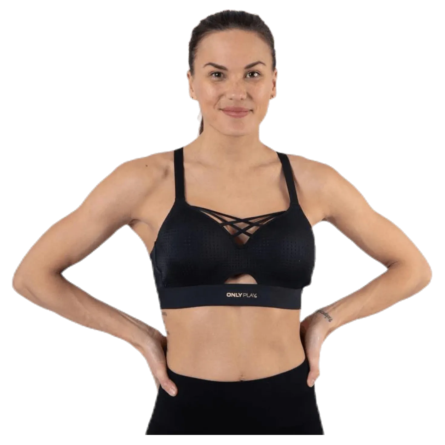 Jayda Metallic Sports Bra Black