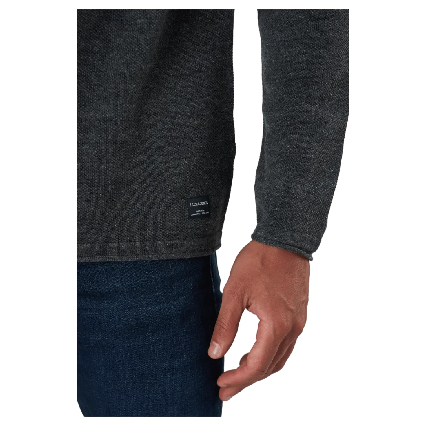 Jjehill Knit Crew Neck Dark Grey Melange
