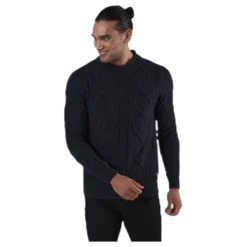 Julian Knit Cable High Neck Blue