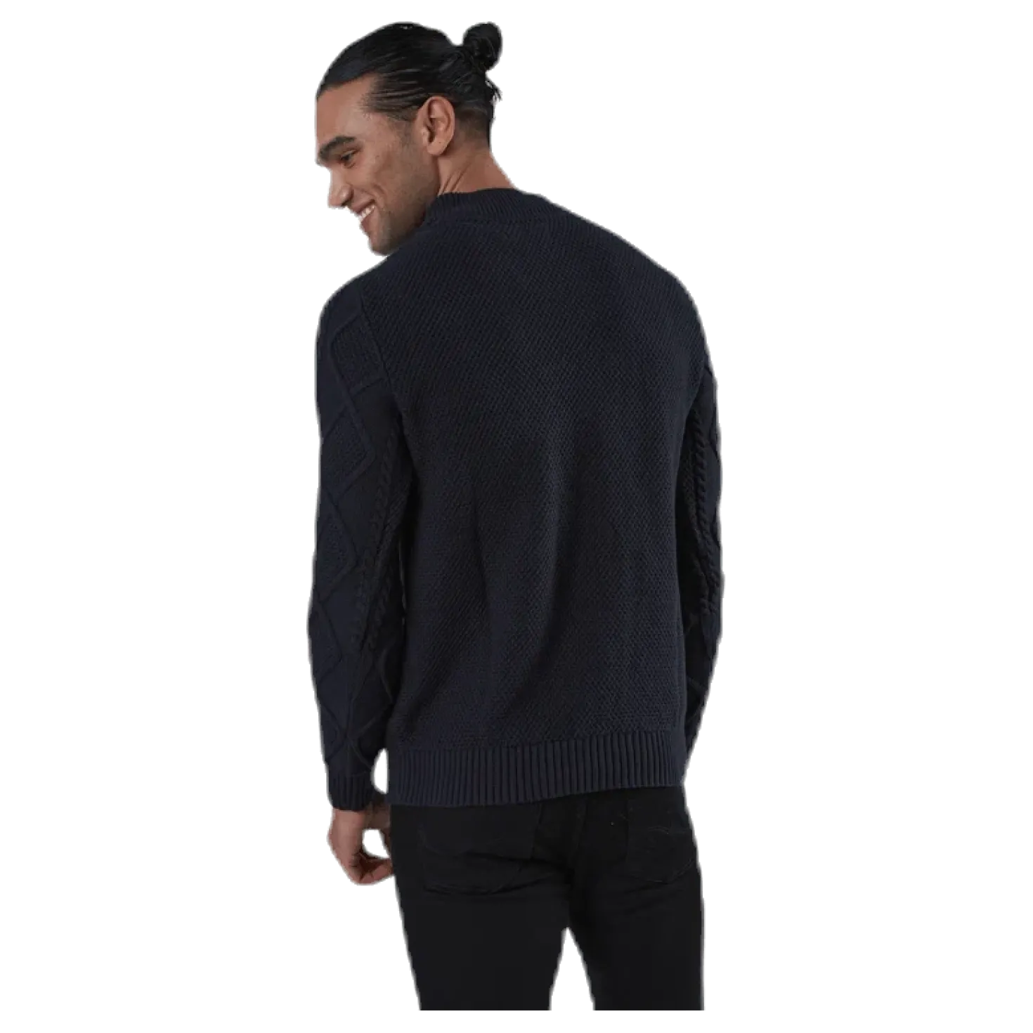 Julian Knit Cable High Neck Blue