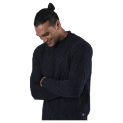 Julian Knit Cable High Neck Blue
