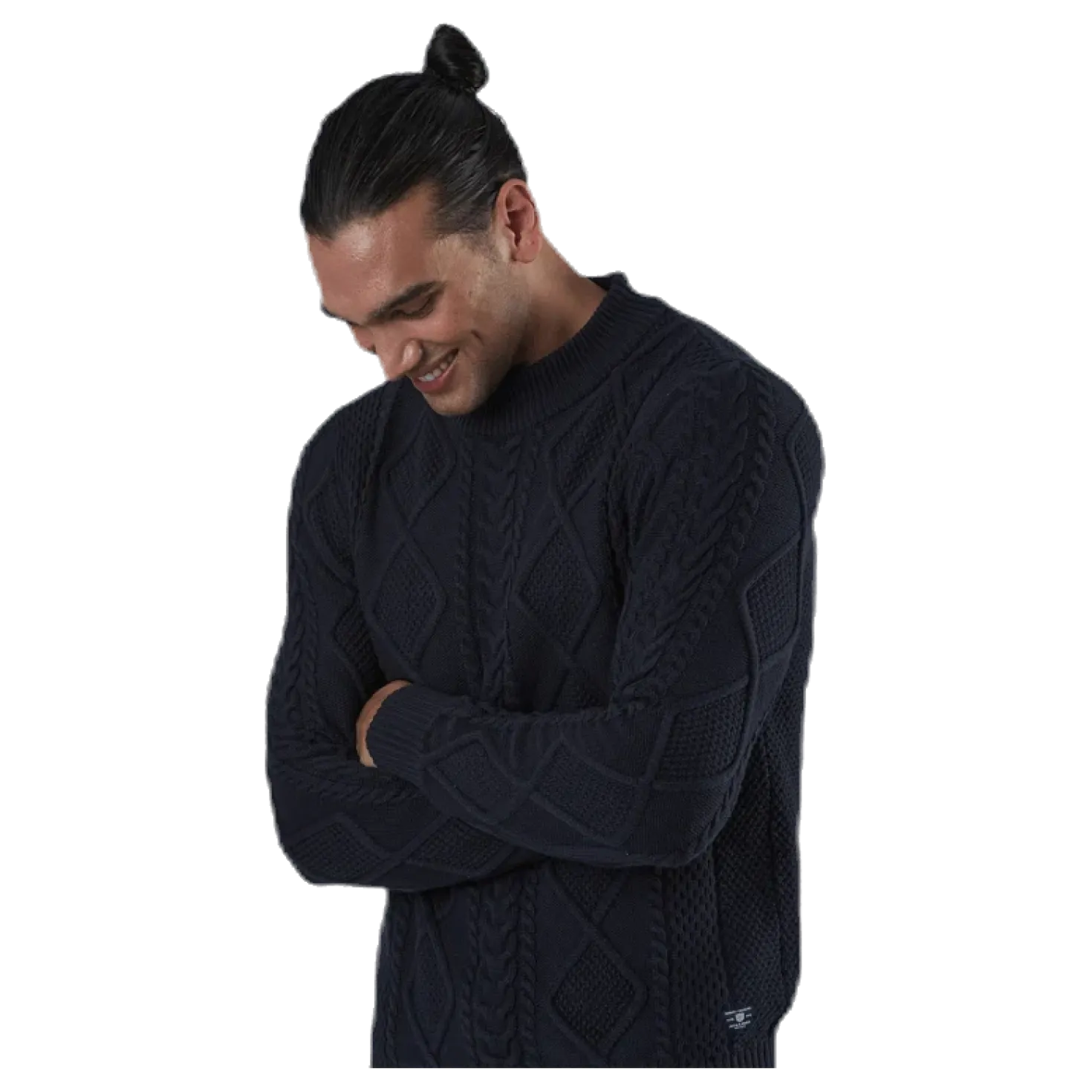 Julian Knit Cable High Neck Blue