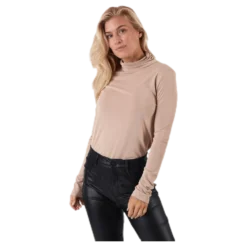 Kamala Ls Rollneck Top Beige