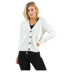 Karie Ls Knit Cardigan White