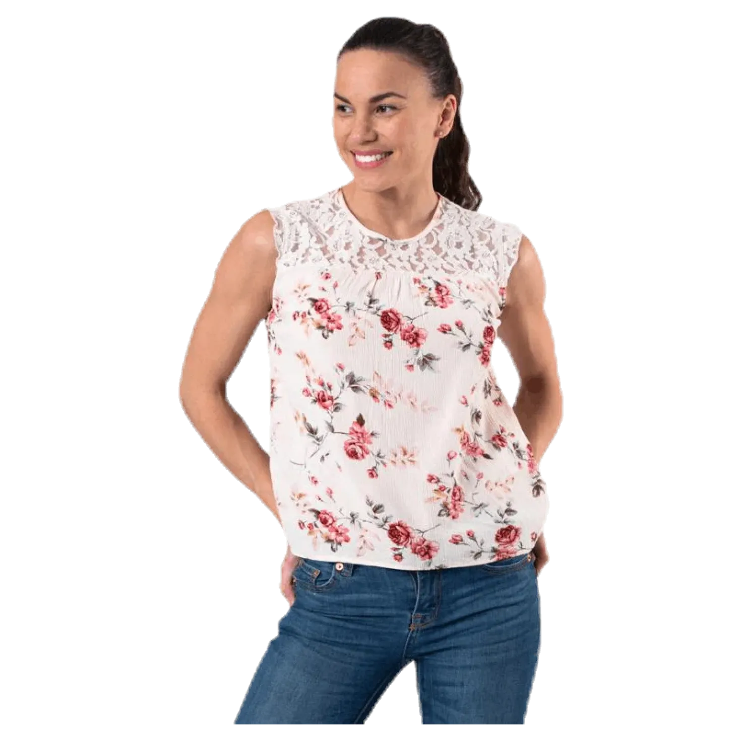Karmen S/L Top Aop Wvn Beige
