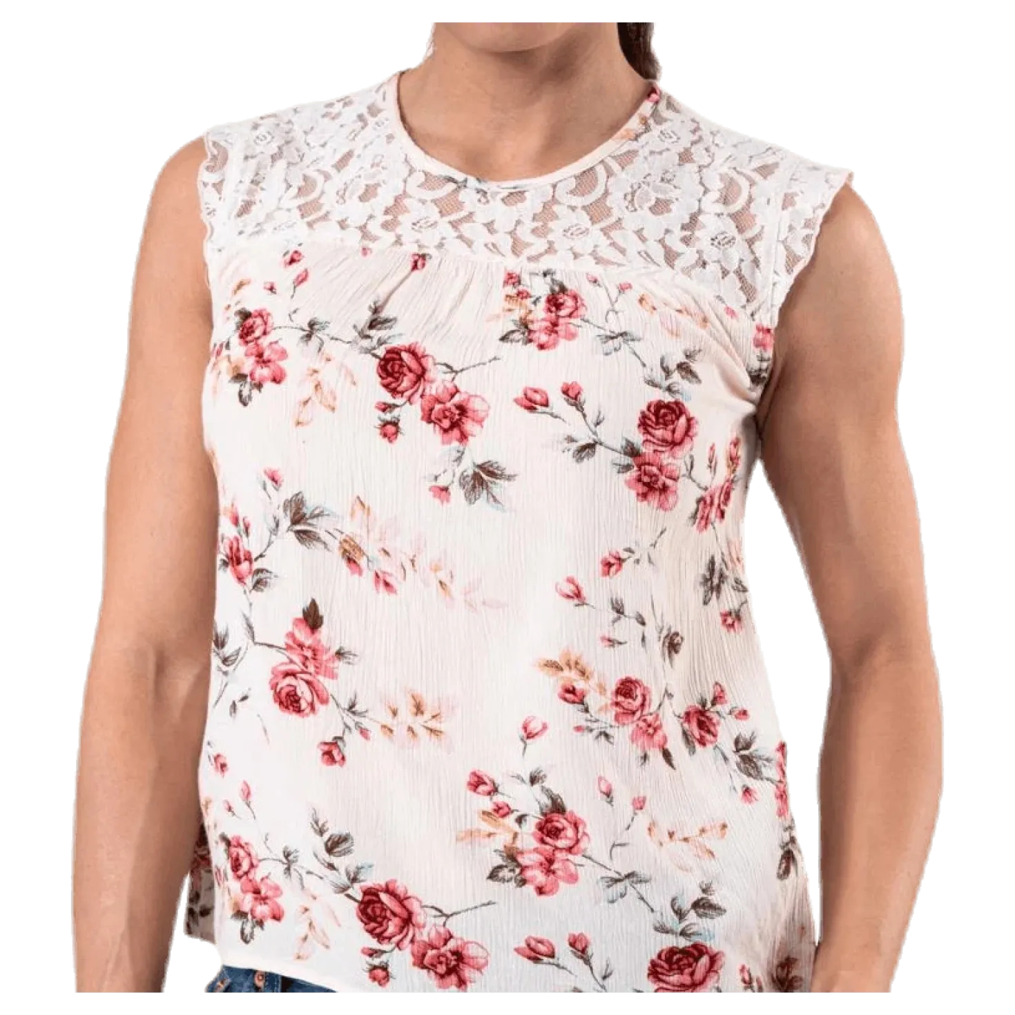 Karmen S/L Top Aop Wvn Beige