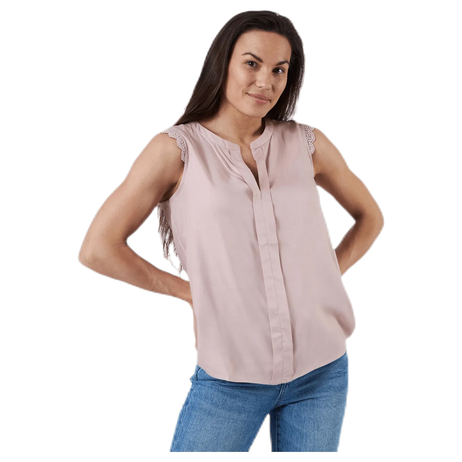 Kimmi S/L Top Wvn Pink