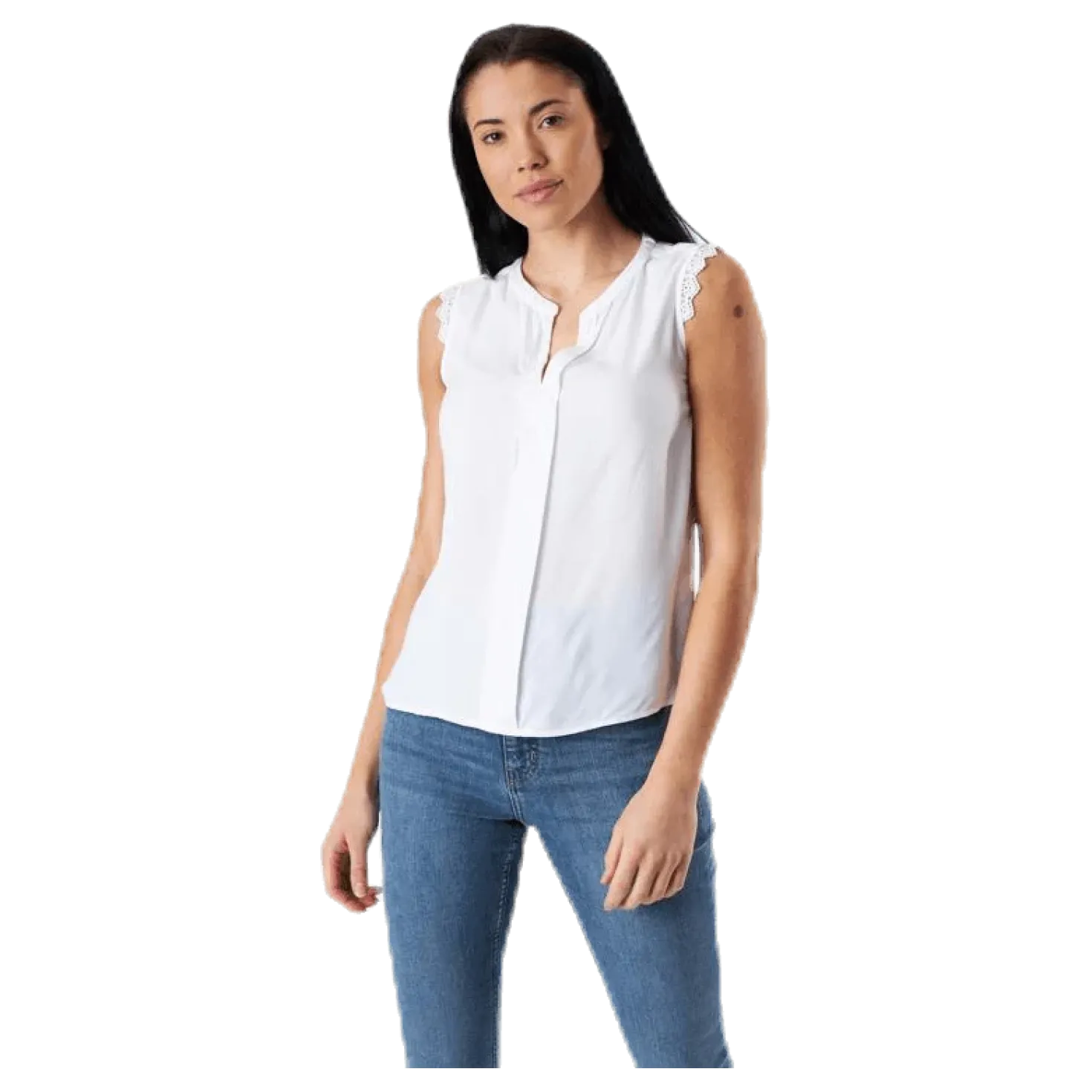 Kimmi S/L Top Wvn White
