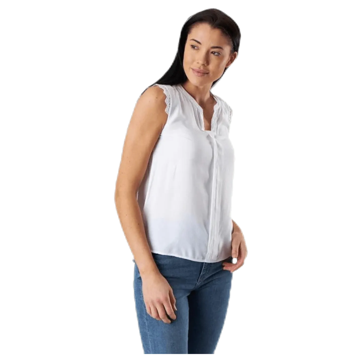 Kimmi S/L Top Wvn White